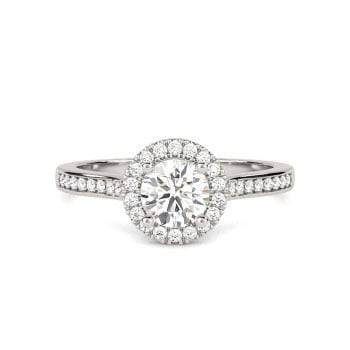 Round Diamond Single Halo Shoulder Set Ring