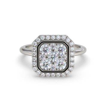 0.70ct Modern Round Diamond Halo Cluster Ring