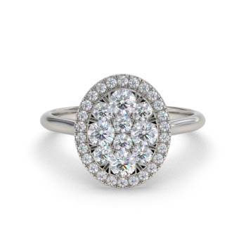 0.40ct Modern Oval Shaped Round Diamond Cluster Halo Ring