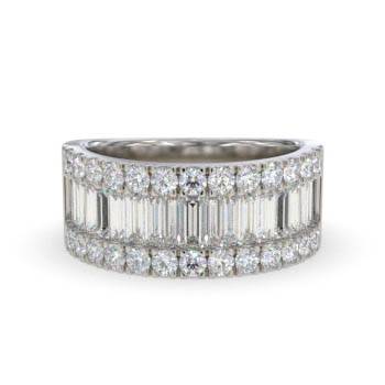 2.40ct Round and Baguette Diamond Multi Row Dress Ring
