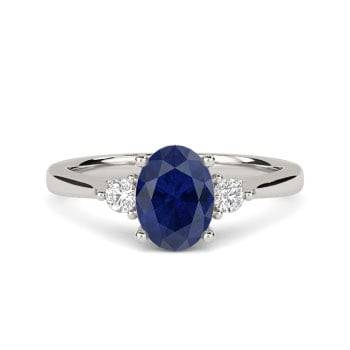 1.80ct Oval Blue Sapphire and Diamond Trilogy Ring