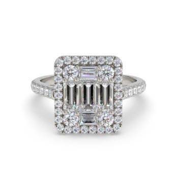 0.60ct Modern Round and Baguette Diamond Cluster Ring