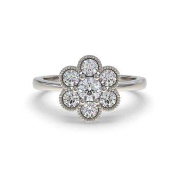 0.50ct Modern Flower Round Diamond Cluster Ring