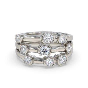 Unique Elegant Round Diamond Bezel Set Dress Ring