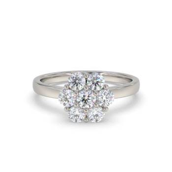 1.00ct Unique Twist Round Diamond Cluster Ring