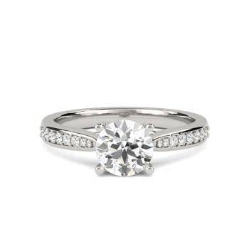 0.75ct SI2/G Pear Natural Diamond Single Halo Shoulder Set Ring