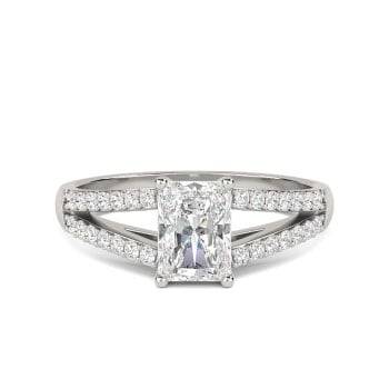 1.20ct SI2/F Princess Natural Diamond Double Halo Shoulder Set Ring