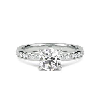 0.75ct SI2/G Pear Natural Diamond Single Halo Shoulder Set Ring