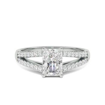 1.20ct SI2/F Princess Natural Diamond Double Halo Shoulder Set Ring